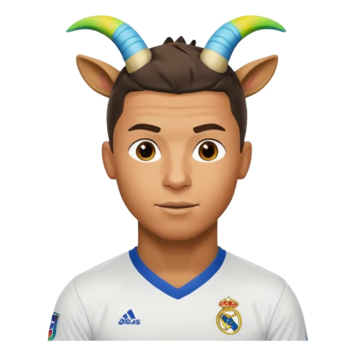 I want Ronaldo in Madrid and something over his head saying GOAT sticker