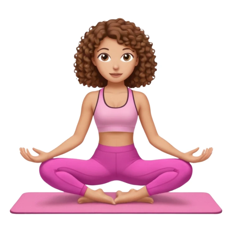 White girl with brown curly hair pilates pink sticker