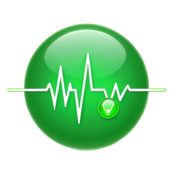 glowing green dot with ECG heartbeat line sticker