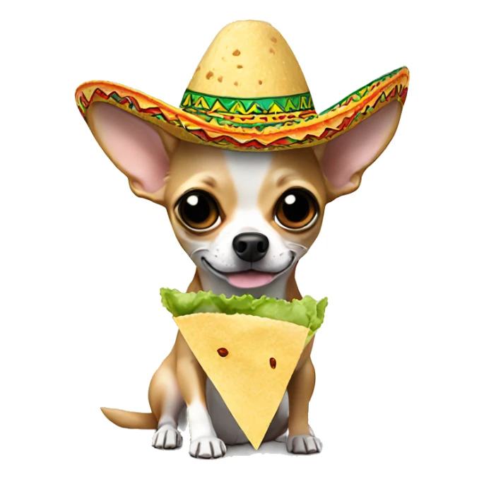 Chihuahua eating a taco while wearing a sombrero ￼ sticker