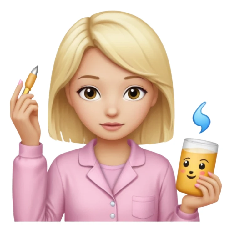 Girl with blonde hair makeup on and in light pink pj's  sticker