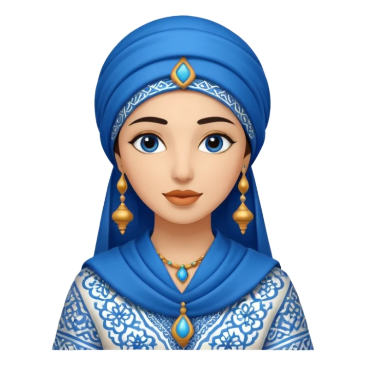 woman in moroccan culture style blue detailed sticker