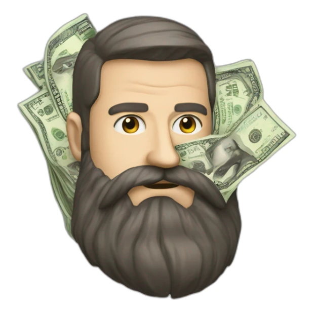 Fierce Zelensky with beard and money sticker