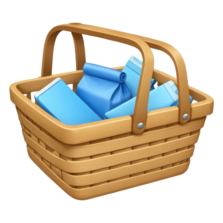 cesta de compras azul ciano, vista de cima e vazia sticker