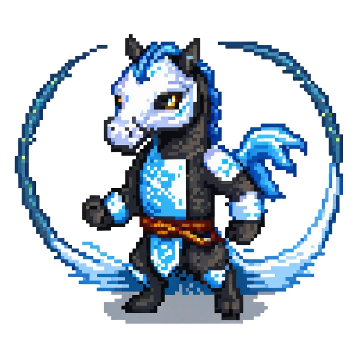 Water horse ninja with shuriken stars and water powers sticker