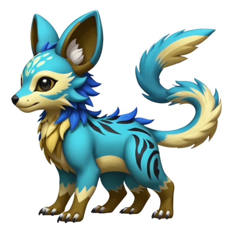Rare realistic exotic cute epic pretty beautiful handsome gorgeous aesthetic colorful vibrant Vernid-Protogen-Primagen-Wickerbeast-species-Fakemon-creature by LiLaiRa, random markings, tufted ears, full body sticker