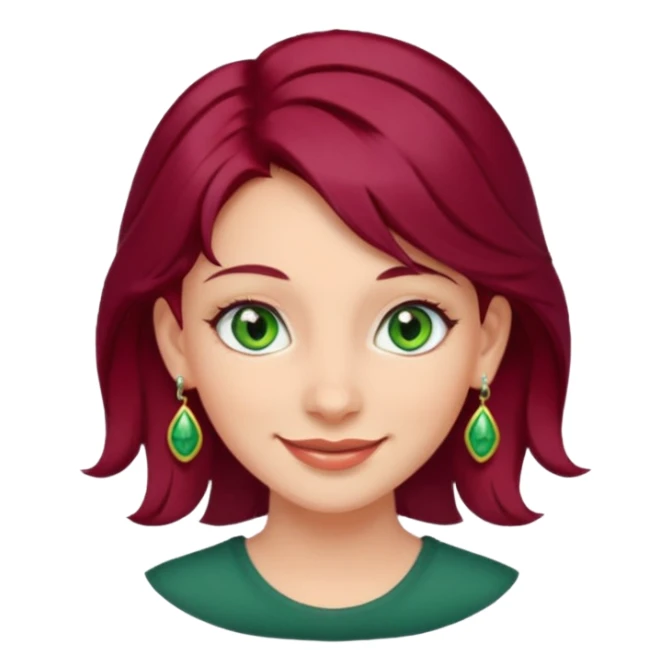 smiling girl with earrings green eyes and burgundy hair sticker