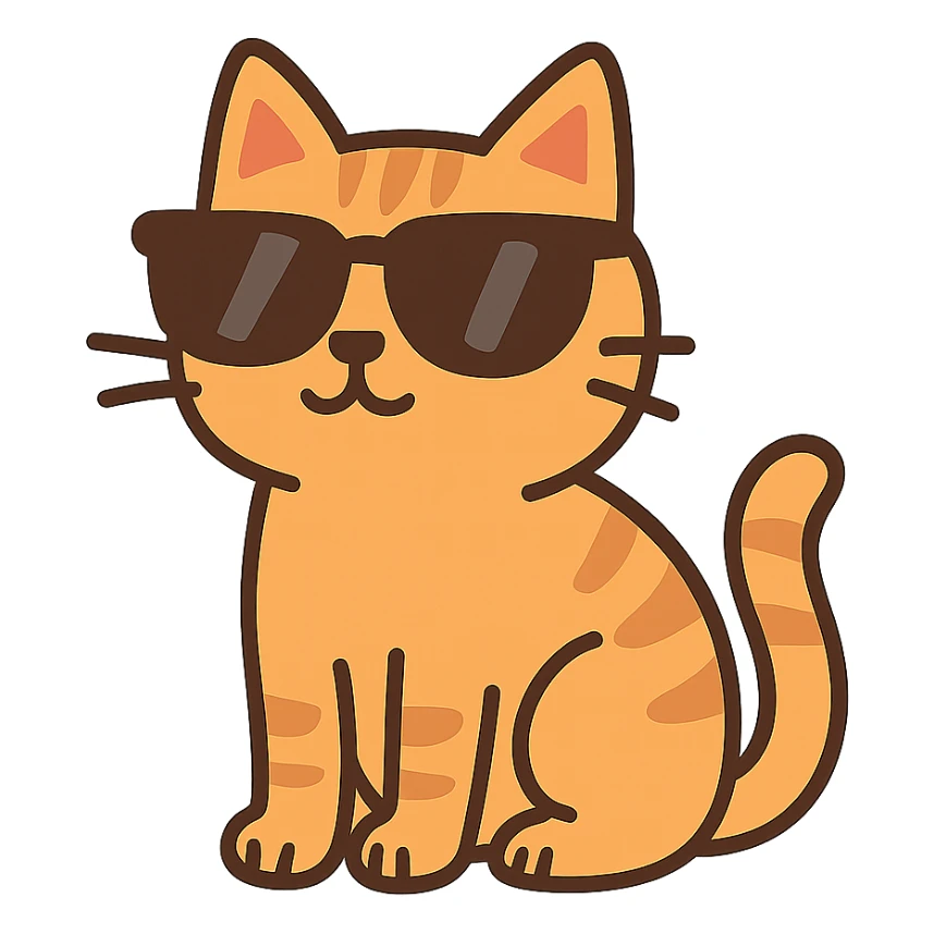 flat toon style cat wearing sunglasses sticker