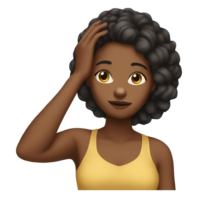 brown skin black girl with her hand on her head sticker