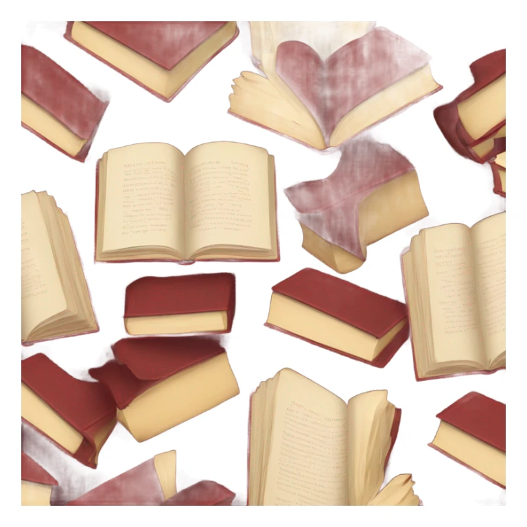 Dark red open books with leaves in beige  sticker