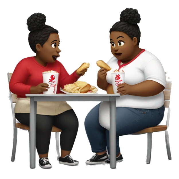 2 fat girls eating Chick-fil-A sticker