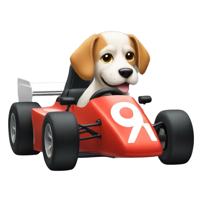 dog riding in a f1 car sticker