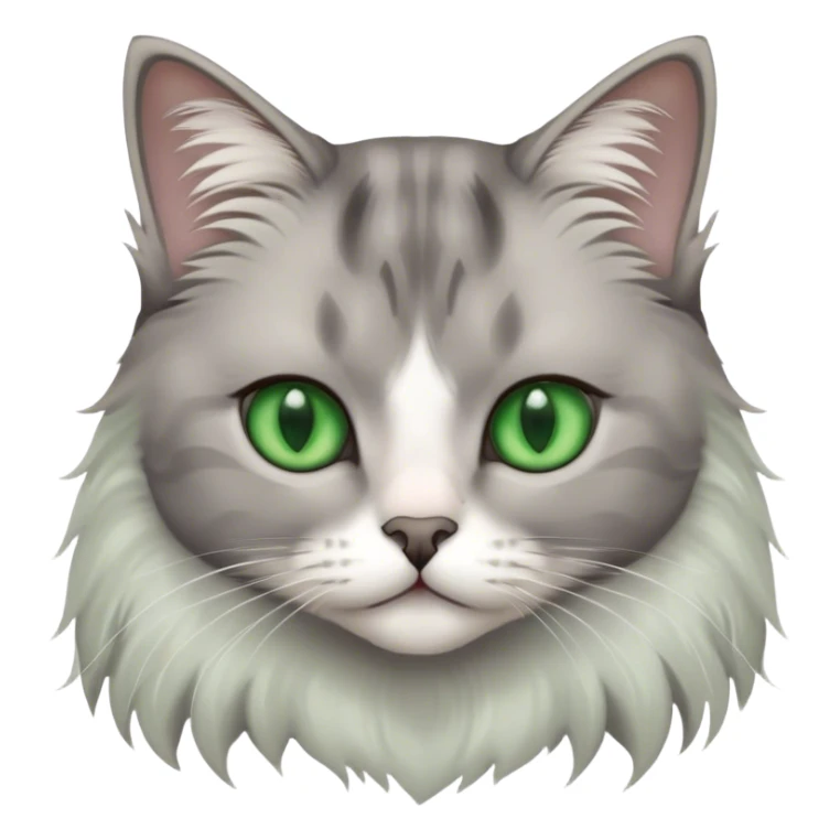 cat, green eyes, grey and white, britsh long hair sticker