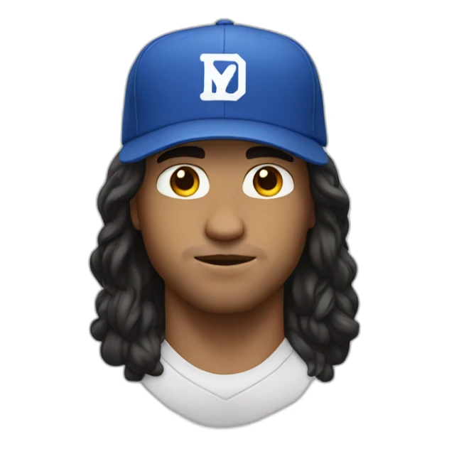 white guy who is strong with black mid longhair with blue cap sticker