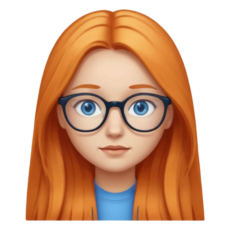 a girl with blue eyes, glasses and light orange long hair sticker