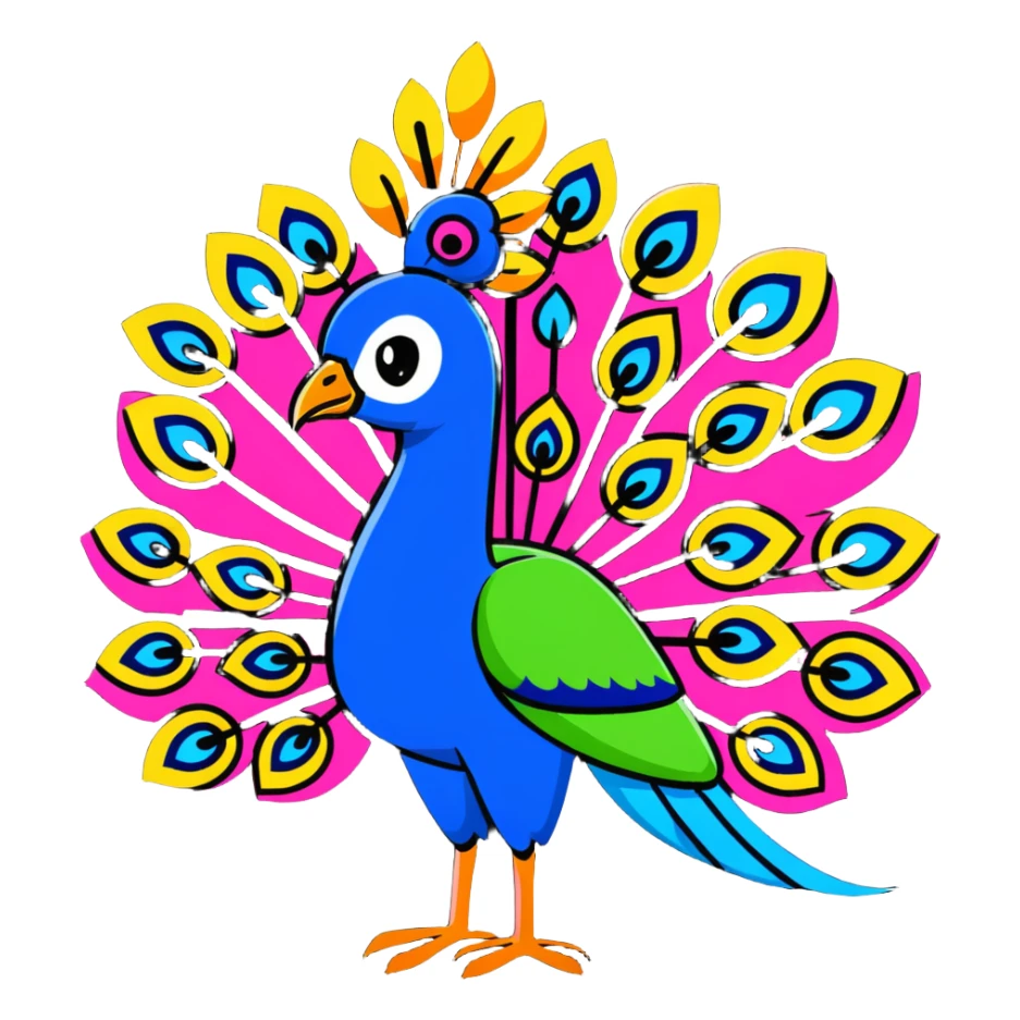 colorful peacock with Hindi word Husn meaning beauty sticker