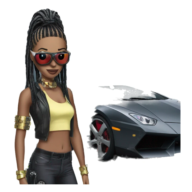 Cyber punk in front of two lambos  sticker