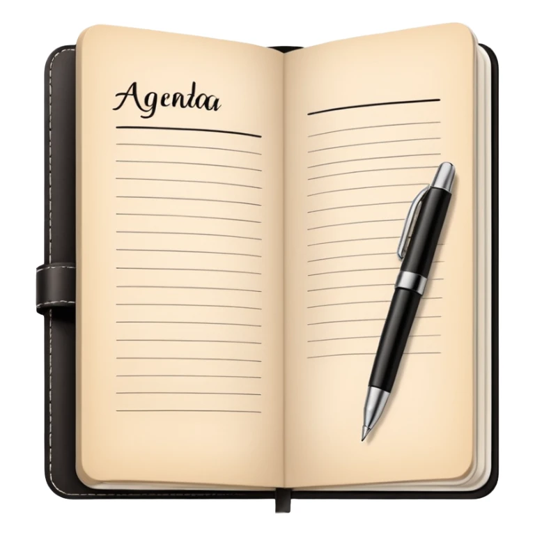 daily planner agenda leather with open page and pen sticker