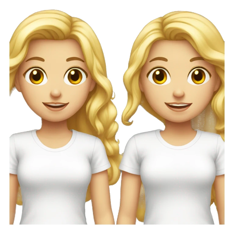 two caucasian girls wearing white t-shirts sticker