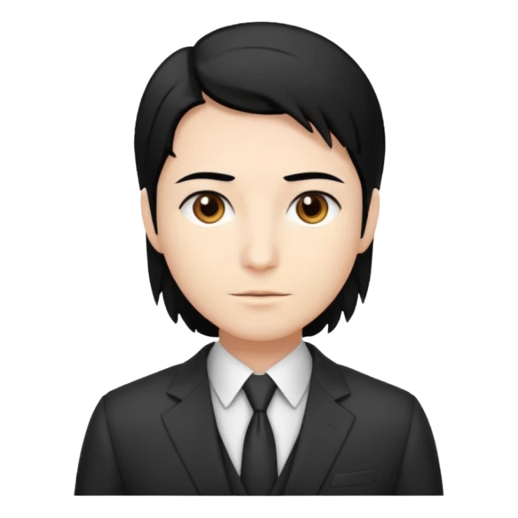 professional with white skin, straight hair black, brown eyes, sticker