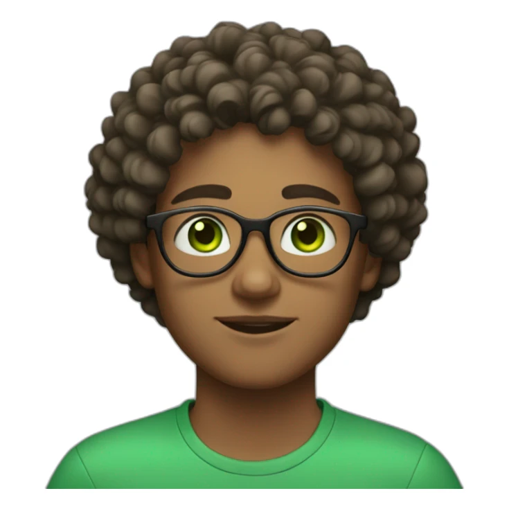  A young man with green eyes, round glasses and curly hair sticker