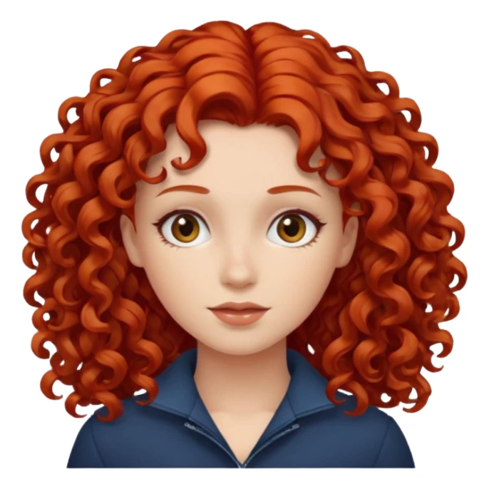 female curly red hair sticker