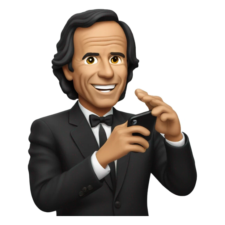 Julio Iglesias hablando con un iphone sticker