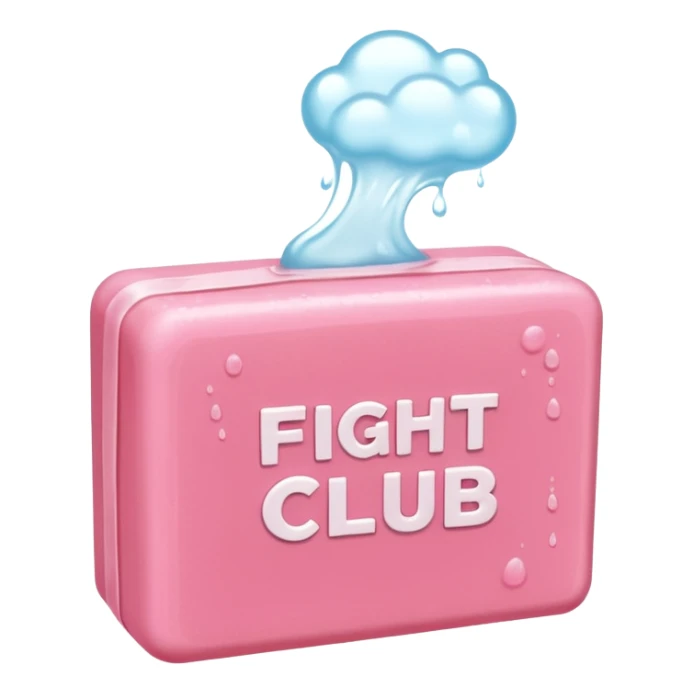 wet pink soap bubbly with "fight club" on it sticker