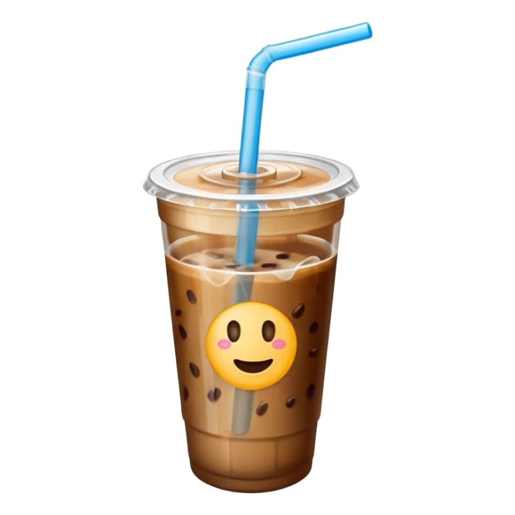  plastic cup of iced coffee with straw sticker