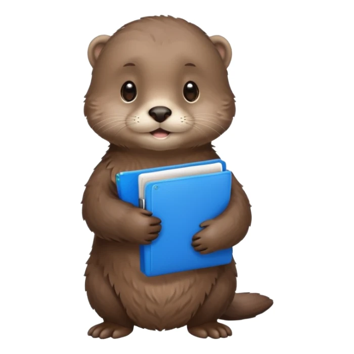 Cute otter full body holding one blue file sticker