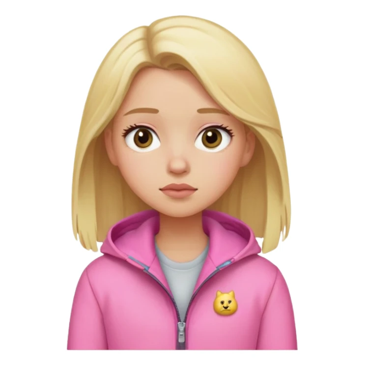 blonde girl with sleepy eyes wearing pink jacket sticker
