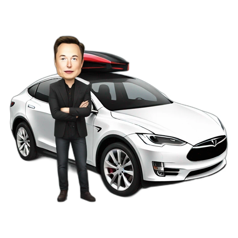 Elon musk et sa voiture tesla sticker