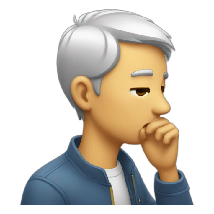 a man kisses and scratches his head sticker