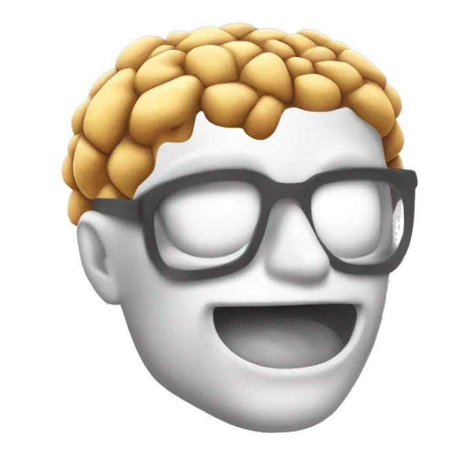 un cerebro con 3 explosiones que salen de la parte superior, simulando que se está derritiendo. la cara color blanca sticker