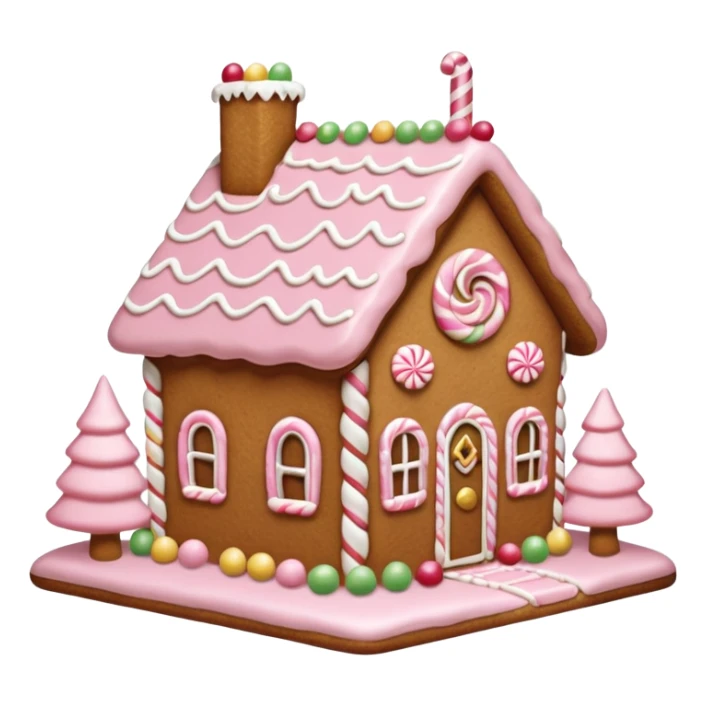 light pink and gold and white gingerbread house sticker