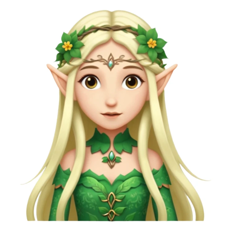 elf wearing flower pattern dress, Half Body. sticker