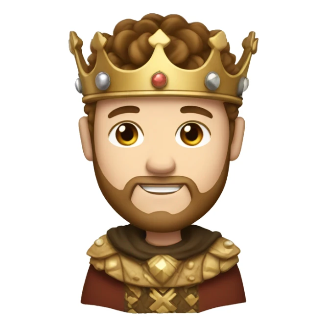 A king with a crown, white skin, light brown hair and low beard with no mustache sticker