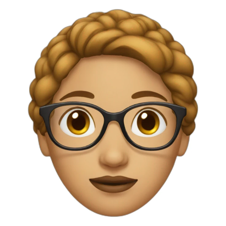 woman with brown bun and glasses sticker