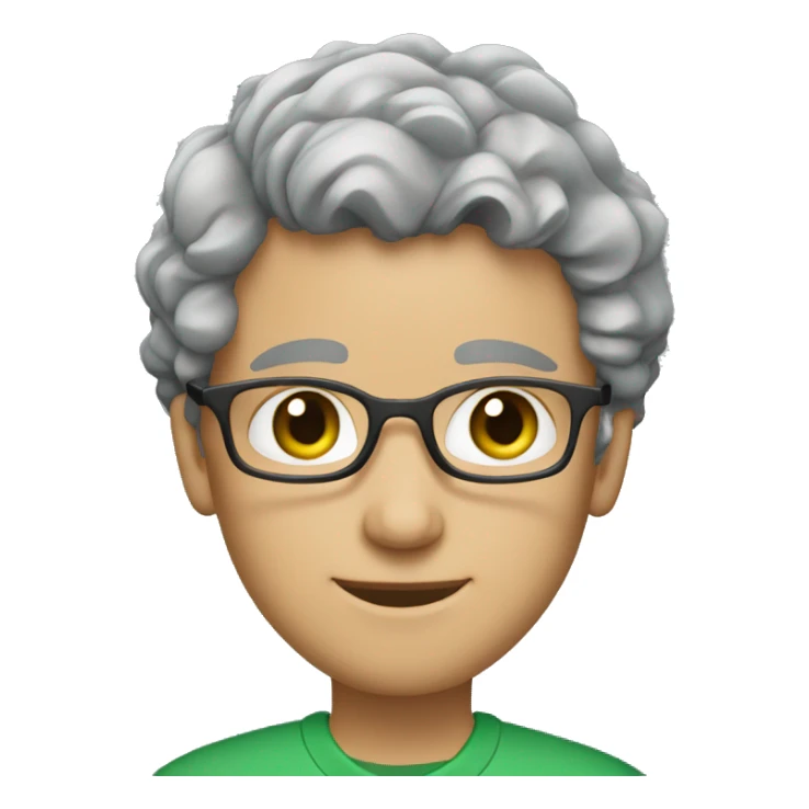 a teacher with GREEN eyes and grey,short and curly hair sticker