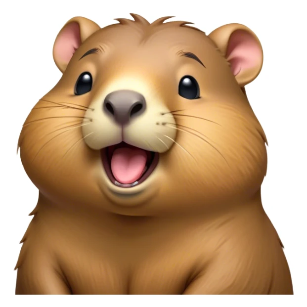 Cinematic Cute Yawning Capybara Portrait Emoji, Head tilted slightly with a dramatic, wide-open yawn, showcasing a plush, rounded body with drowsy, half-closed eyes and a relaxed expression, Simplified yet irresistibly adorable features, highly detailed, glowing with a soft, cozy natural glow, high shine, relaxed yet expressive, stylized with a dash of whimsical charm, soft glowing outline, capturing the essence of a drowsy yet affectionate guardian that seems ready to stretch out for a nap! sticker