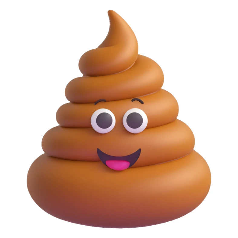 3D style poop emoji, classic swirl shape, glossy finish sticker