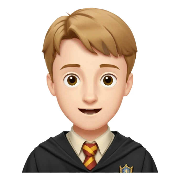 Hugh Mitchell is colin creevey in harry potter, wear hogwarts uniform,  Short light brown hair, small and skinny, wide mouth, with a perpetual look of excitement on his face. sticker