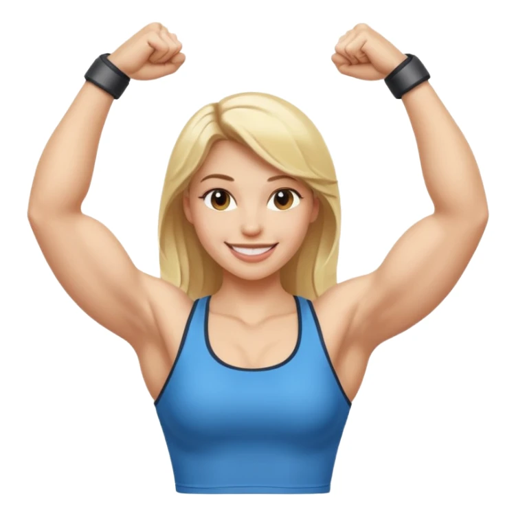 blonde young women show biceps emoji sticker