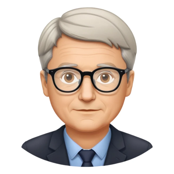 portrait of Hartmut Rosa, German sociologist, friendly expression, glasses, short hair sticker