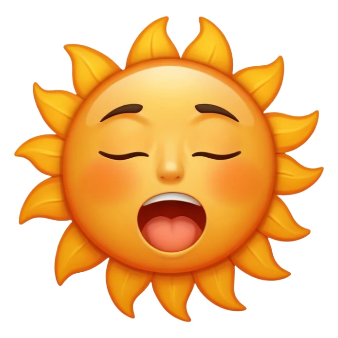 A sleepy sun with tired eyes and yawning sticker