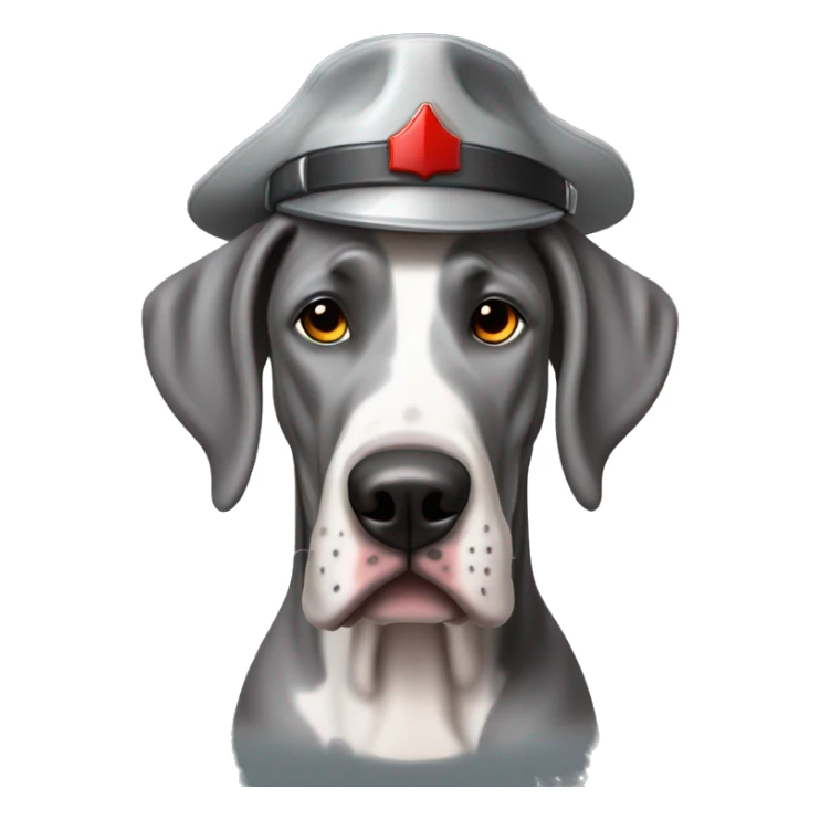 Merle grey Great Dane wearing a red fighter fighter hat  sticker