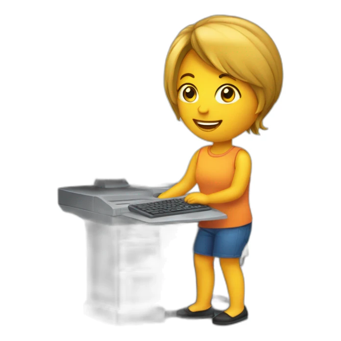 Une fille derrière un ordinateur sticker