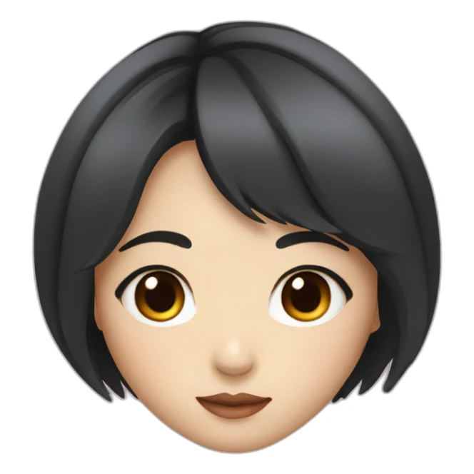 Japanese female with short black hair natural make up sticker