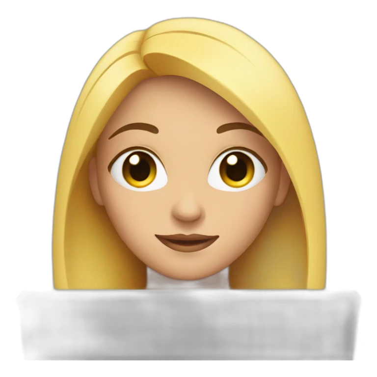 cute woman eyes behind a laptop sticker