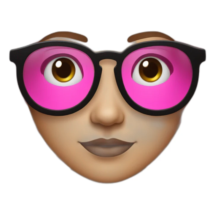 Mujer pelo negro largo con lentes rosa bajito, piel blanca y ojos negros tomando fotos de producto con su camara  sticker